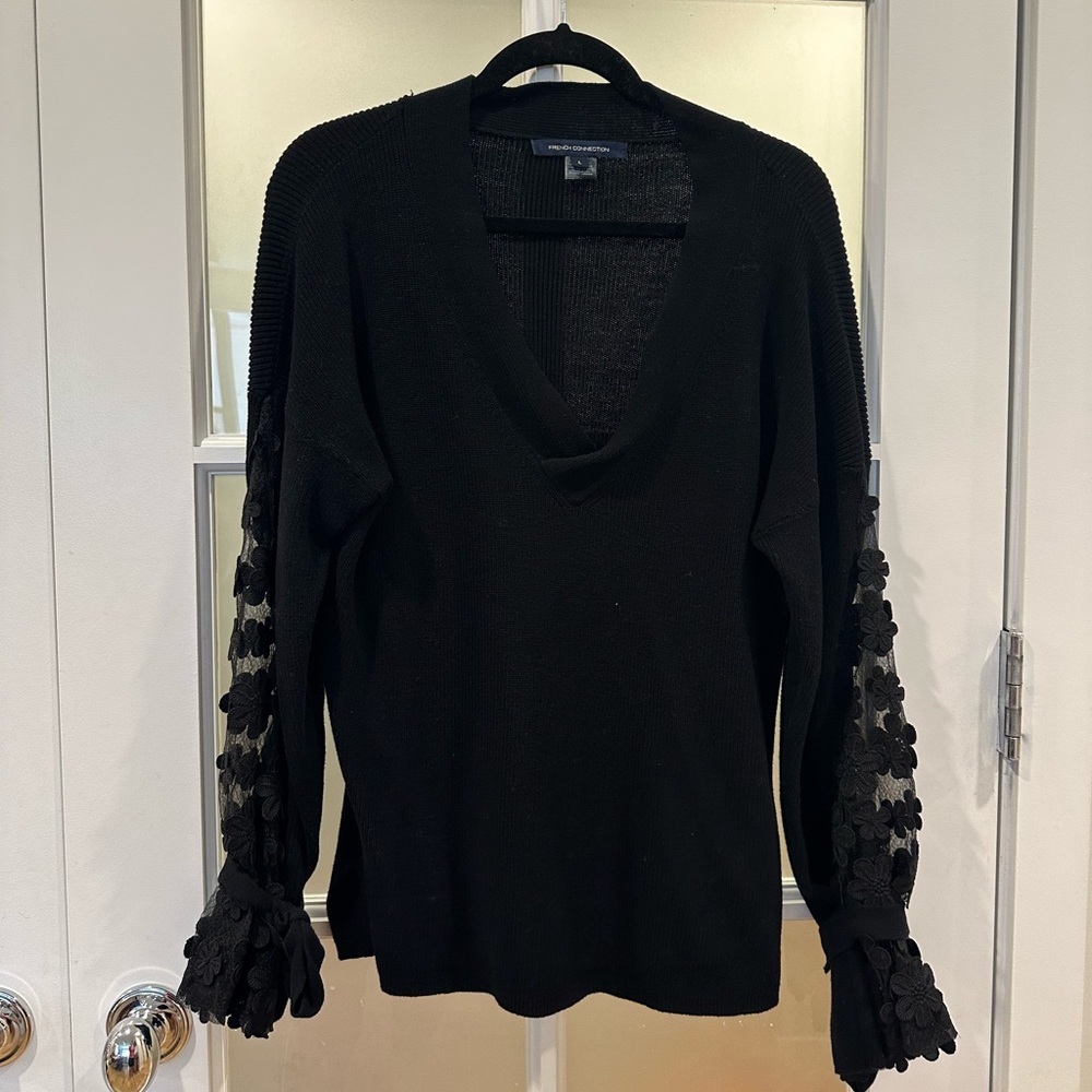 Sexy black sweater with lace
